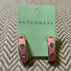 NWT. Pink & gold huggie hoop earrings with rhinestones.  From Dutchmans on SSI.